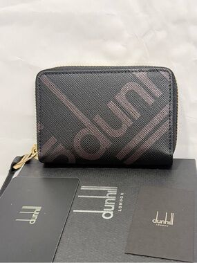 NWT Dunhill Logo Leather Zipper Card Wallet